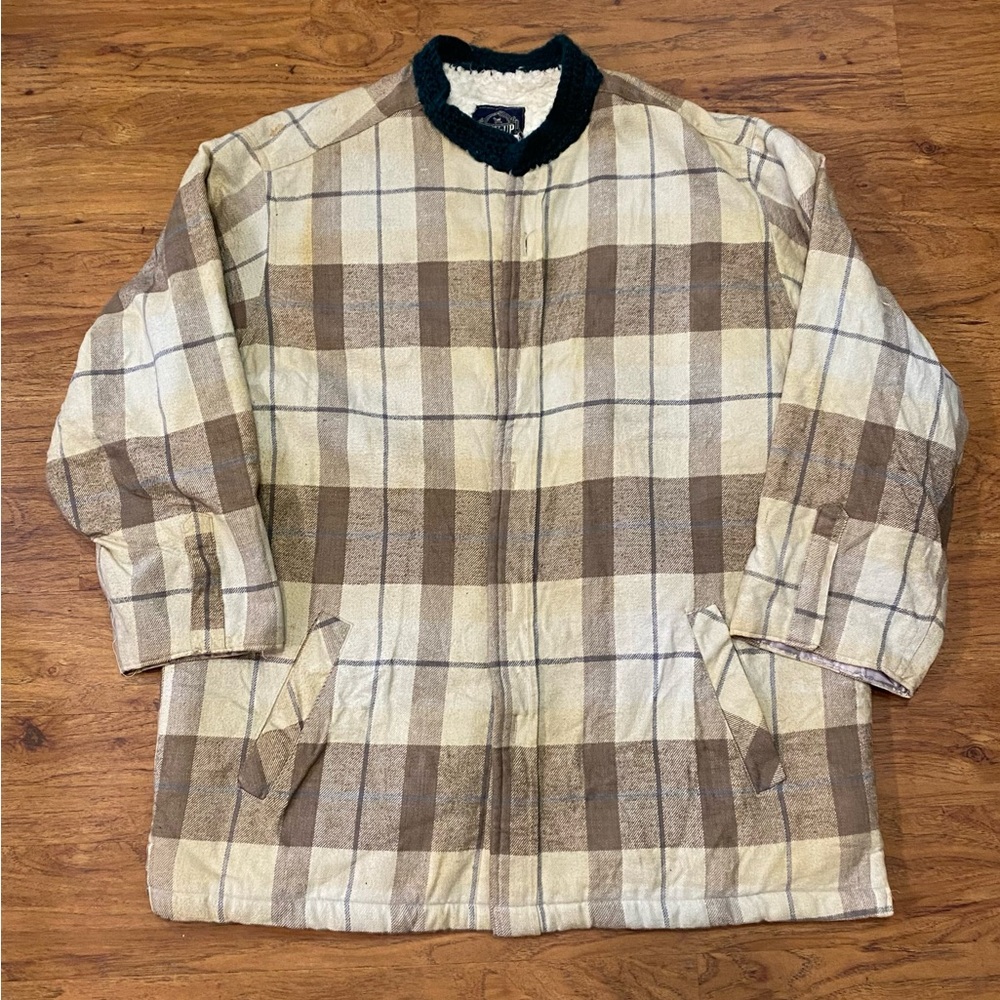 Vintage 80’s Tray Up Jacket Plaid Sherpa Japanese Designer Brand Fashion L